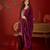 Wine embroidery vichitra silk kurta with pant and duptta