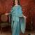 Blue embroidery rayon shimmer kurta with plazzo and duptta