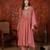 Rose pink embroidery muslin kurti with pant and duptta