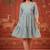 Grey printed cotton flare dress
