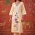 Peach embroidery with digital print coton kurta with pant