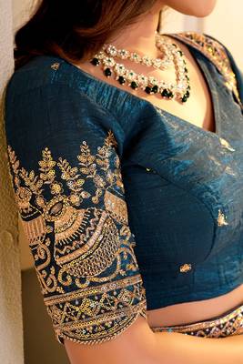  TEAL GREEN CRUNCHY SILK PARTY WEAR EMBROIDERY LEHNGHA CHOLI  7