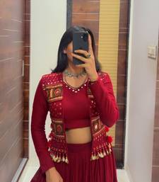 Red Shrug Navratri Lehenga Choli
