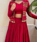Red Shrug Navratri Lehenga Choli