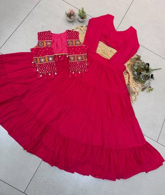 Red Shrug Navratri Lehenga Choli 4