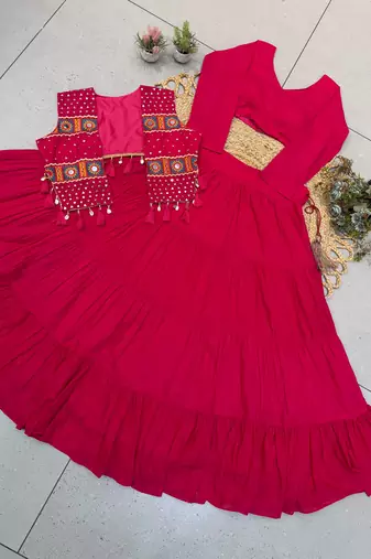 Red Shrug Navratri Lehenga Choli