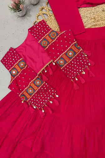 Red Shrug Navratri Lehenga Choli