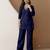 Navyblue stylish soft viscose silk kurta and pant casual wear co-ord set