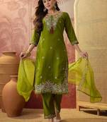 Mahendi color rayon fabric smart and girlie ethnic kurta set