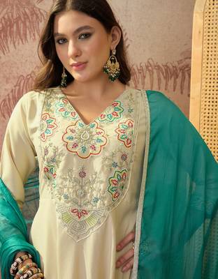 Chiku color rayon fabric smart and girlie ethnic kurta set 3