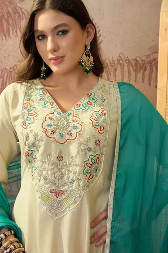Chiku color rayon fabric smart and girlie ethnic kurta set