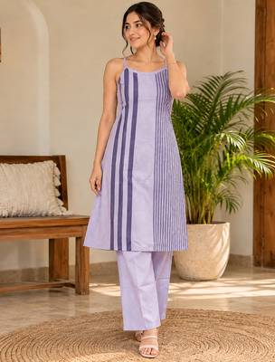 Lightpeach cotton sleeveless striped co-ord set for women 4