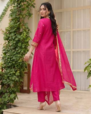 Pink color silk fabric designer embroidery work graceful partywear attire for girls 2
