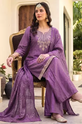 Onion color gold silk fabric designer embroidery work graceful partywear attire for girls