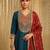 Teal color vichitra silk fabric designer embroidery work graceful partywear attire for girls