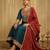 Teal color vichitra silk fabric designer embroidery work graceful partywear attire for girls