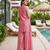 Peach color fendy silk fabric designer beads embroidery work graceful partywear attire for girls