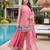 Peach color fendy silk fabric designer beads embroidery work graceful partywear attire for girls