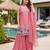 Peach color fendy silk fabric designer beads embroidery work graceful partywear attire for girls