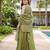 Green color fendy silk fabric designer beads embroidery work graceful partywear attire for girls