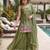 Green color fendy silk fabric designer beads embroidery work graceful partywear attire for girls