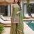 Green color fendy silk fabric designer beads embroidery work graceful partywear attire for girls