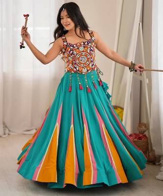 Sky Blue Navratri Lehenga Choli  1