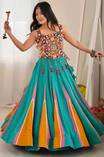Sky Blue Navratri Lehenga Choli 