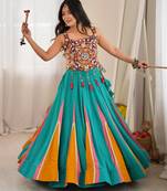 Sky Blue Navratri Lehenga Choli 