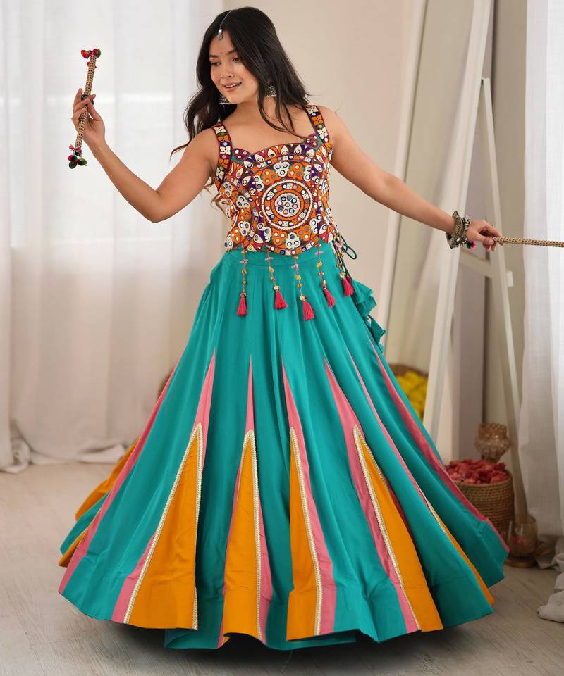 Sky Blue Navratri Lehenga Choli 