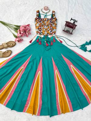 Sky Blue Navratri Lehenga Choli  2