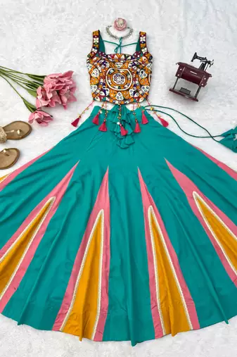 Sky Blue Navratri Lehenga Choli 