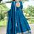 Blue color fancy ceremonial art silk fabric gown with dupatta