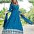 Blue color fancy ceremonial art silk fabric gown with dupatta