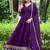 Purple color fancy ceremonial art silk fabric gown with dupatta