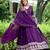Purple color fancy ceremonial art silk fabric gown with dupatta