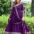 Purple color fancy ceremonial art silk fabric gown with dupatta