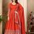 Rust color fancy ceremonial art silk fabric gown with dupatta