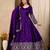 Purple color fancy ceremonial art silk fabric gown with dupatta