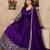Purple color fancy ceremonial art silk fabric gown with dupatta