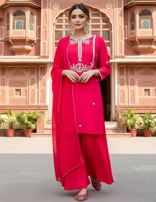 Pink color smart viscose silk fabric designer embroidered festive special salwar kameez 1