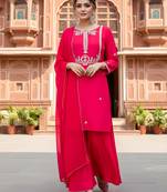 Pink color smart viscose silk fabric designer embroidered festive special salwar kameez
