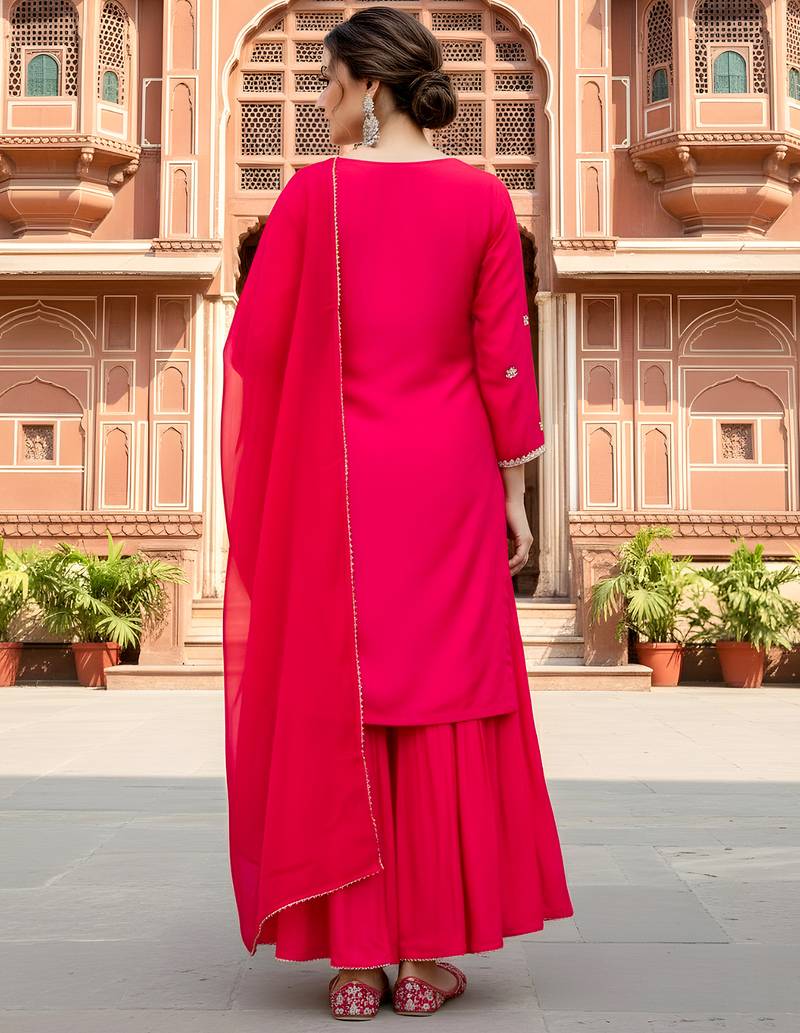 Pink color smart viscose silk fabric designer embroidered festive special salwar kameez