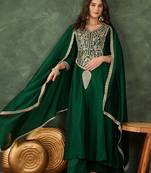 Green color smart vichitra fabric designer embroidered festive special salwar kameez