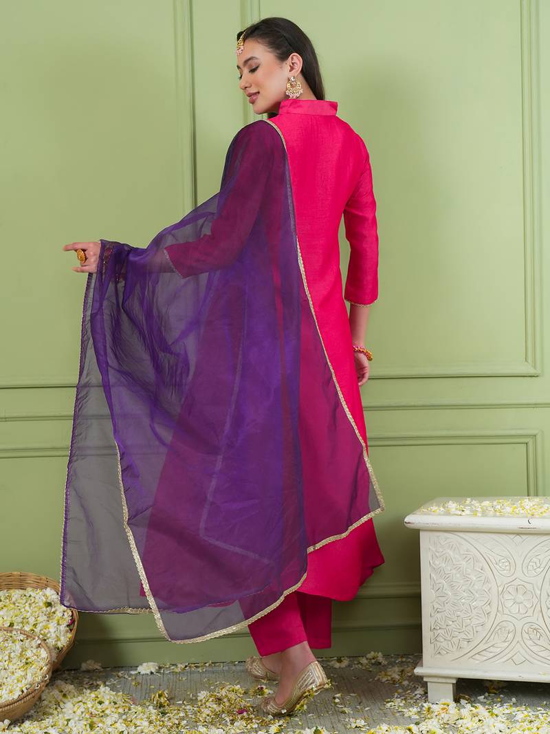 Pink color smart viscose silk fabric designer embroidered festive special salwar kameez