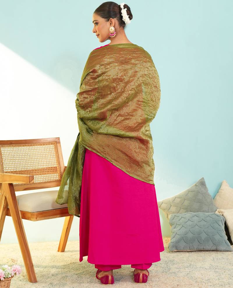 Pink color smart silk slub fabric designer embroidered festive special salwar kameez