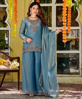 Blue color smart graceful kurta set for trendy girlie looks 1