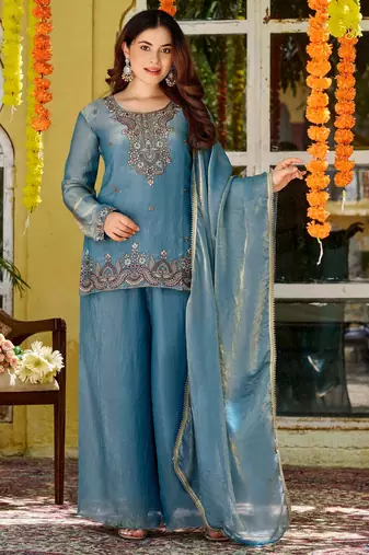 Blue color smart graceful kurta set for trendy girlie looks
