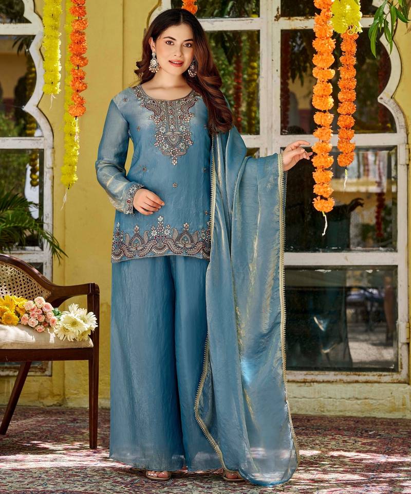 Blue color smart graceful kurta set for trendy girlie looks