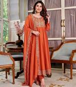 Rust color smart graceful kurta set for trendy girlie looks
